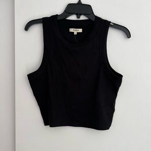 Madewell crop ribbed tank top black NWT
